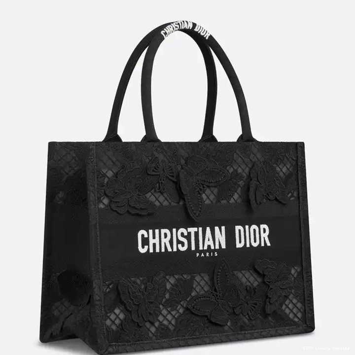 Cheap Dior Black Tote Book Motif Butterfly Canvas D-Lace 0415 Luxury